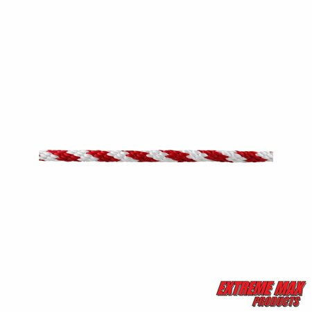 Extreme Max Extreme Max 3008.0159 Solid Braid MFP Utility Rope - 3/8" x 25', Red/White 3008.0159